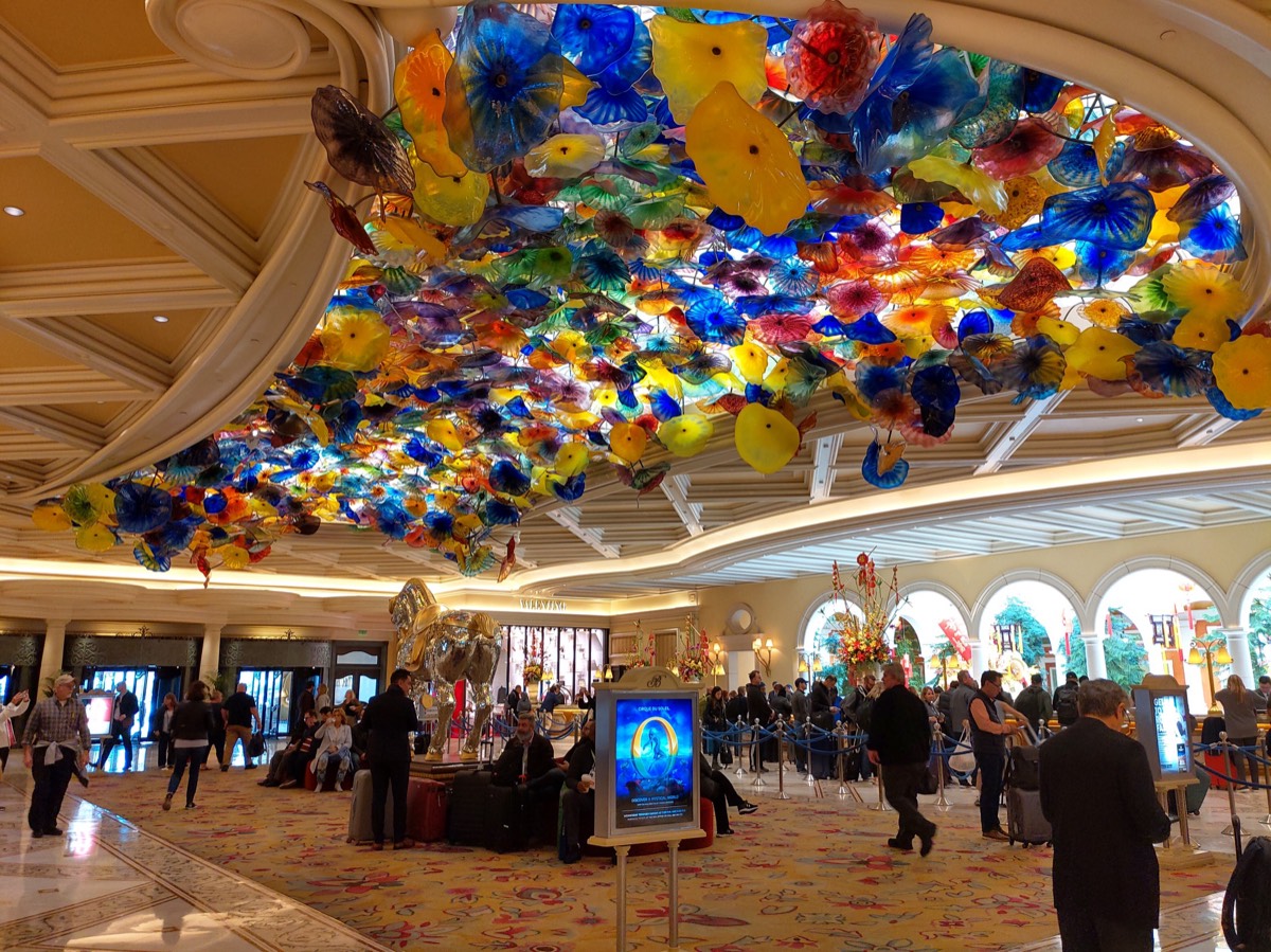Bellagio大堂玻璃花穹顶,Chihuly玻璃艺术品